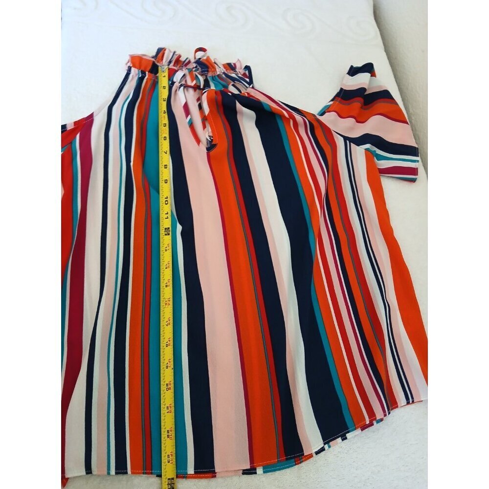 Signature Studio Off Shoulder‎ Blouse Womens XL Multi Colored Flowy Casual Boho - Picture 9 of 15